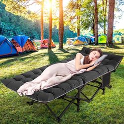 FICISOG Folding Camping Cots for Adults 880lbs Folding Bed with Mattress