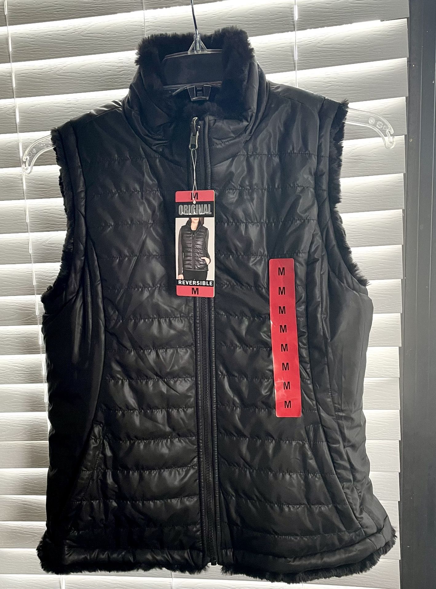Nicole Miller - Original Reversible Quilted Black Faux Fur Vest - Women’s Sz Med