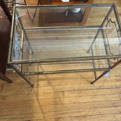 Mid Century Glass Two Tier Modern Table $225