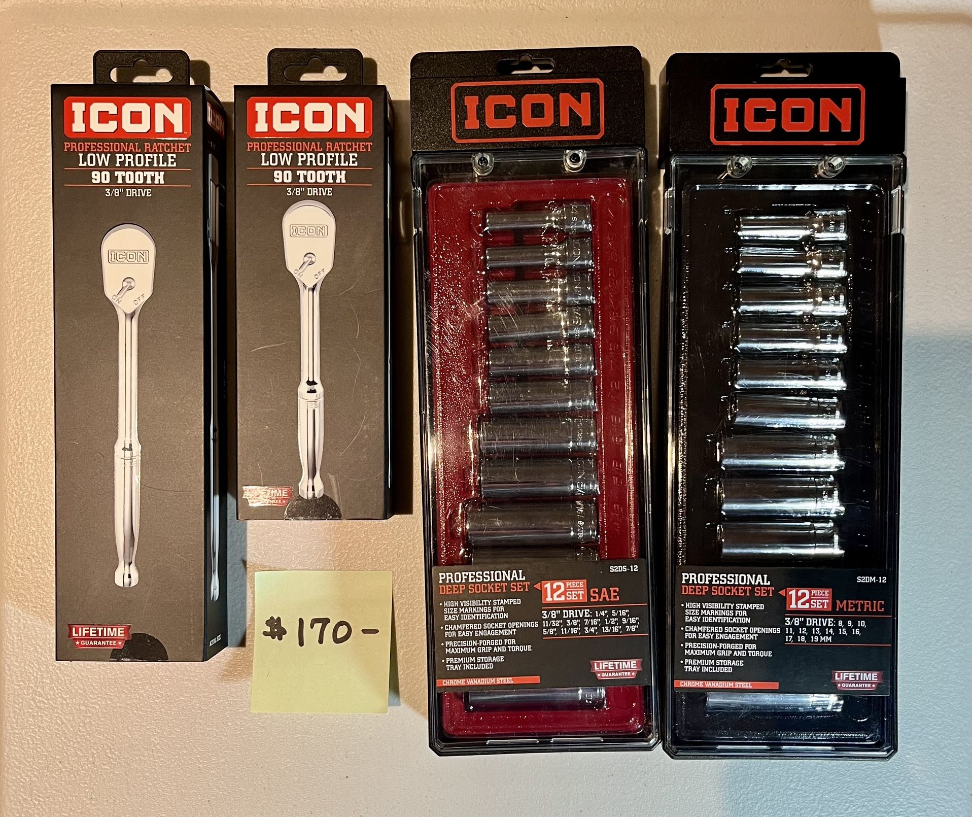 Icon 3/8 Ratchet & Deep Socket Sets 3/8 SAE Metric