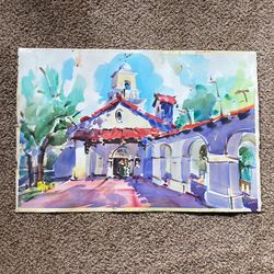 Unknown Artist Watercolor 1970s Double Sided Painting
