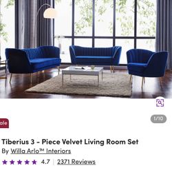 Navy blue living room set