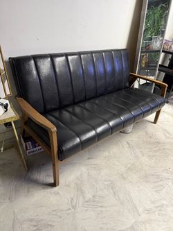 Leather 3-Seater Sofa in Mid-century Modern Style