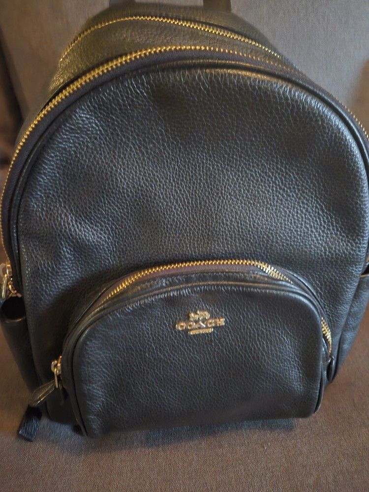 Coach Black Leather Backpack
