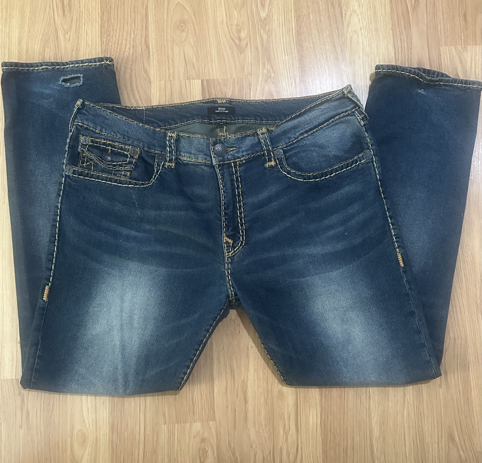 Blue Jean/ Yellow Stitched Ricky True Religion Jeans