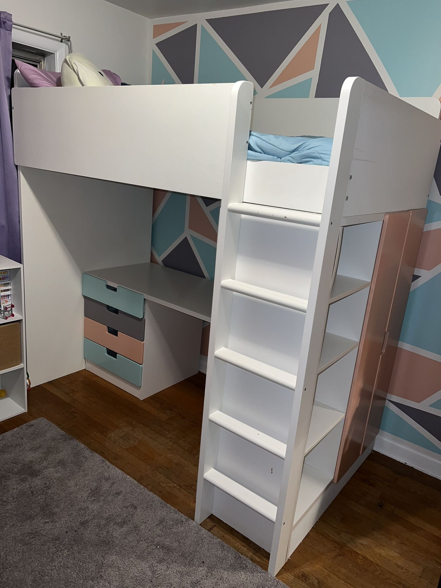 SMÅSTAD LOFT BED WITH DESK AND CLOSET (IKEA)