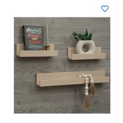 Natural Wood Floating Shelves 3pc