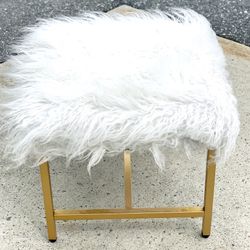 Ashley Elissa Stool - White Faux Fur  