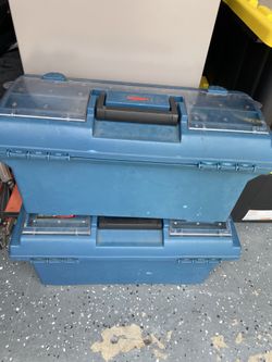 Two Rubbermaid Toolboxes Teal Color $25 Each 
