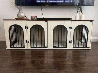 Hzuaneri 71" Dog Crate Furniture for 2 Dogs, Heavy Duty Indoor Dog Kennel TV Stand