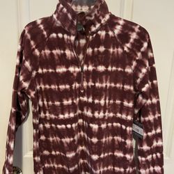 Ladies’ Eddie Bauer Rust Colored Tie Dye 1/4 Zip Fleece Pullover - Size Small Brand New w/ Tags