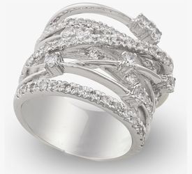 Cubic Zirconia Wide Band Cocktail Ring (12)