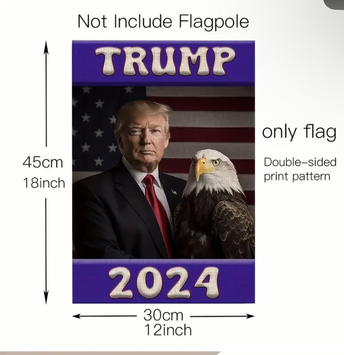 NEW - Double-sided Trump 2024 Eagle Garden Flag - MAGA