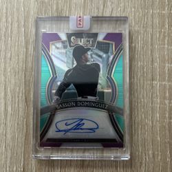 2020 Panini Select - Signatures Jasson Dominguez #S-JD Green Prizm /5 (AU, RC)
