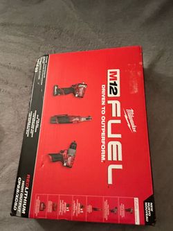 Milwaukee M12 FUEL 12V Lithium-lon Cordless Drill Driver, Impact Wrench, and Ratchet Combo Kit (3-Tool) w/Batteries, Charger & Bag Store SKU# 1013-518