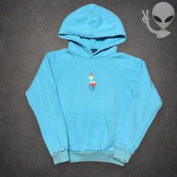 Polo Ralph Lauren Rainbow Big Pony Pullover Hoodie Women's Size XS Blue