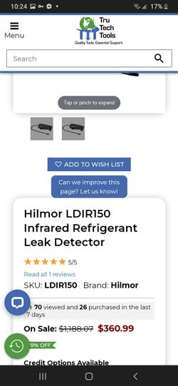hilmor Infrared Refrigerant Leak Detector