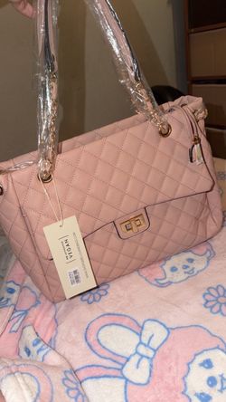 Pink/Brown Quilted Vegan Leather Handbag