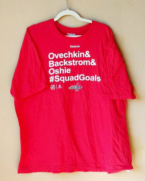 Vintage NHL Washington CAPITALS Ovechkin Reebok T Tee Shirt Top Size XXl Extra Large 2 Xl Red Short Sleeve Men's