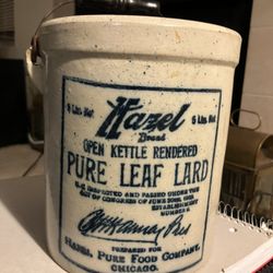 Red Wing Stoneware advertising crock for Hazel Pure Leaf Lard. 