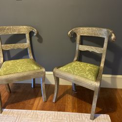 Metal Wrapped Ram Head Accent Chairs