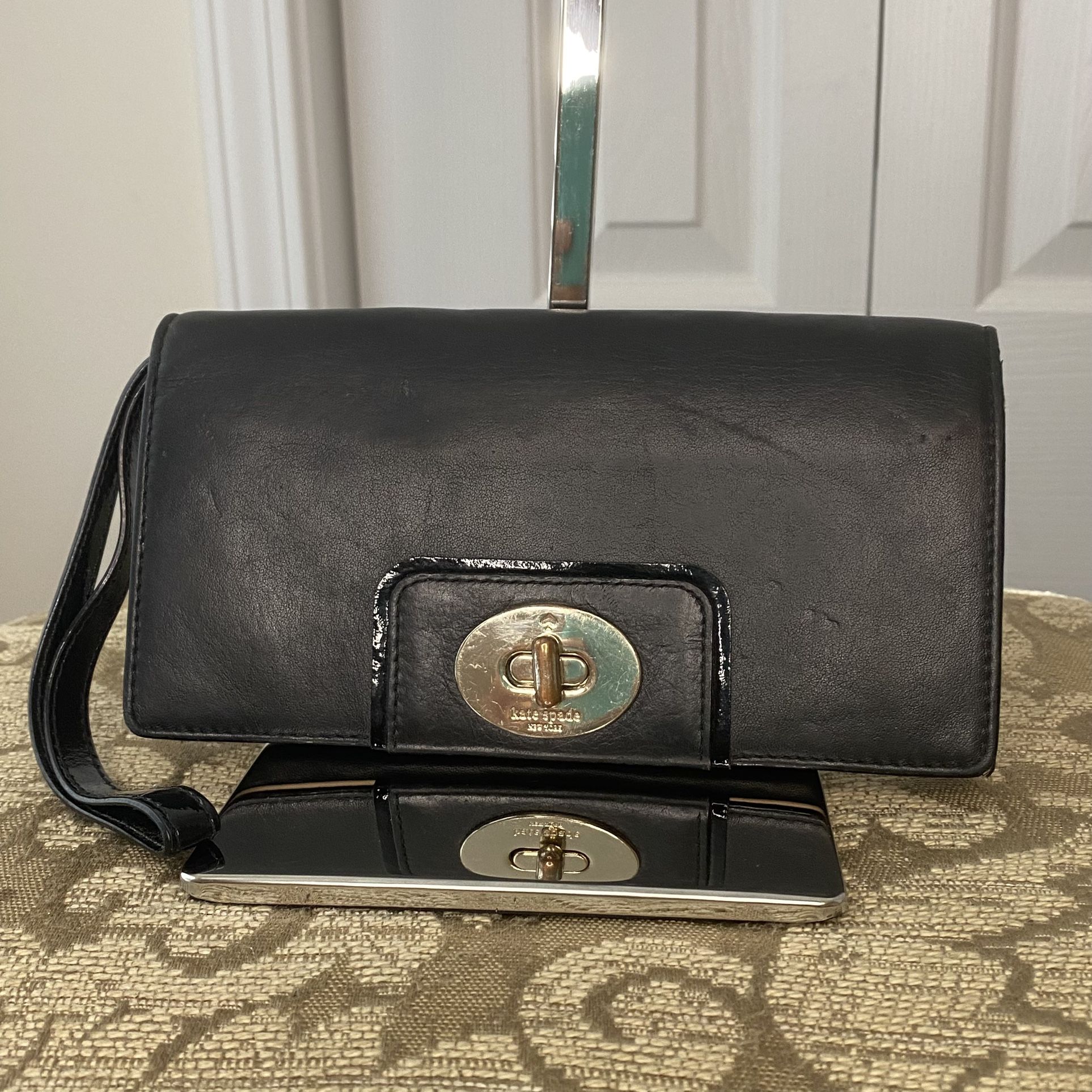 Kate Spade Black Leather Wallet Wristlet
