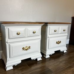 Beautiful Pair Of Matching Wood Nightstands