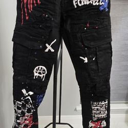 Smoke Rise Distressed Jeans Men’s 28x32Slim Denim Black 