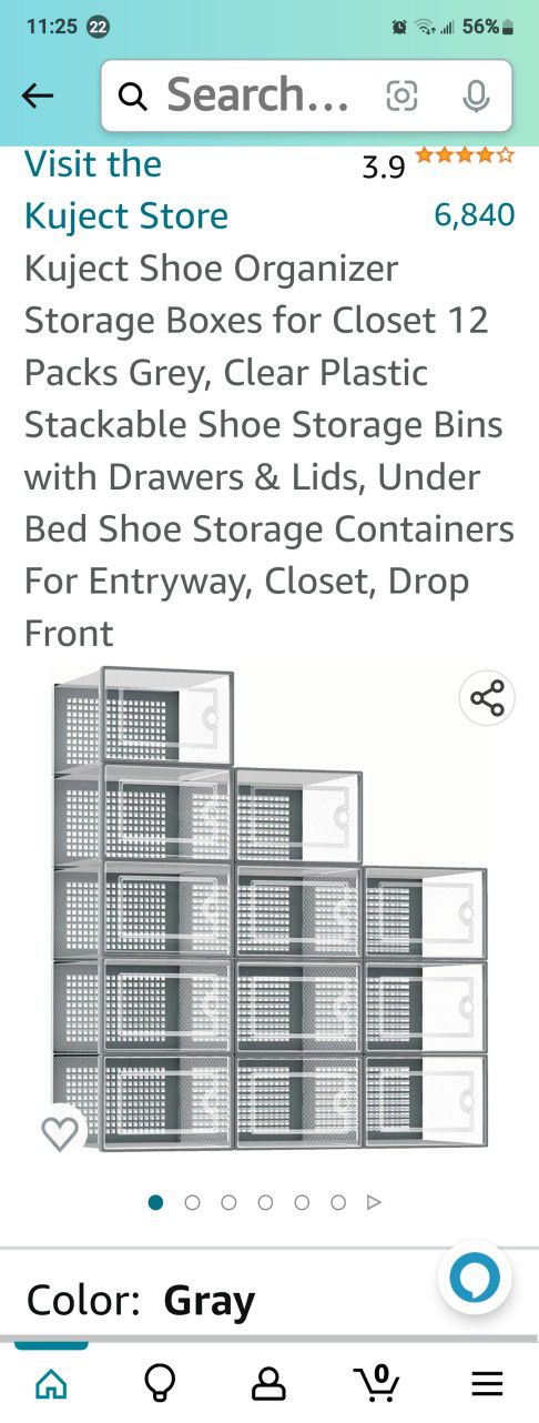 Shoe Organizer Storage Boxes for Closet 12 Packs Grey, Clear Plastic Stackable Shoe Storage Bins with Drawers & Lids,