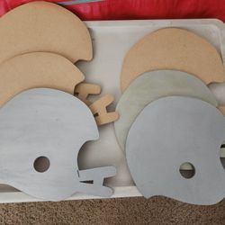 Lot of 6 Wood Craft Football Helmets
