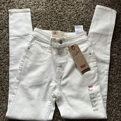 Levi's Premium 721 HIGH RISE SKINNY WOMEN'S JEANS Short W24 L28 WHITE **BRAND NEW WITH TAGS**