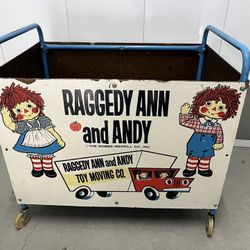 Raggedy Anne Vintage Rolling Toy Cart/box