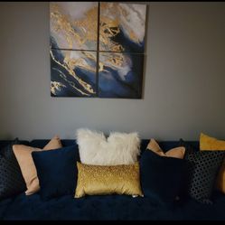 Beautiful Blue Velvet Sectional 