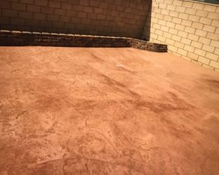 Patio with color stamp and Retaining Wall