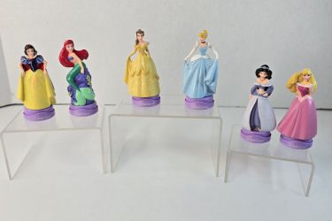 Set Of 6 Disney Princess Figures Ink Stamps Cinderella Snowwhite Belle Ariel Jasmine Aurora. Ink is dried out