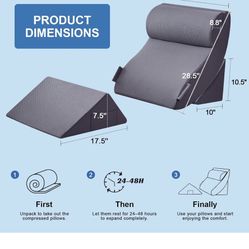 4 Piece Bed Wedge Pillow Set