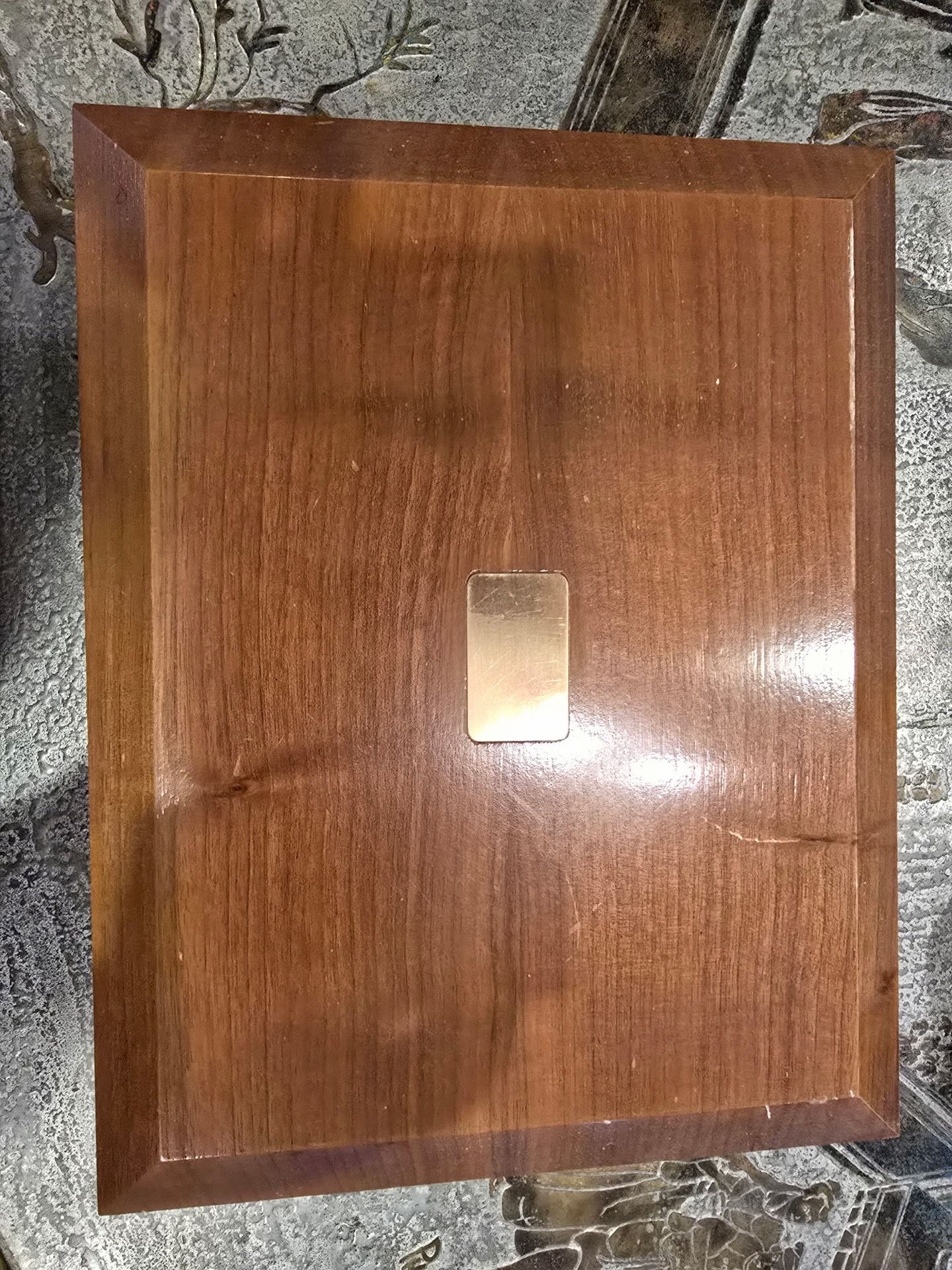 Vintage Solid Wood Humidor / Keepsake Box with Brass Inlay