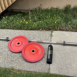 Rubber Coated Bumper HAMPTON Weights With 46 Lb 7 Ft Barbell 1500 Weight Capacity $260 All 