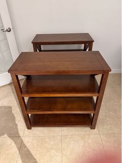 Wood shelves, set of two/ 33” high; 32.5 across; 16 wide