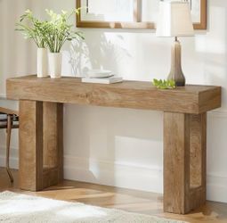 63" Narrow Farmhouse Console Table, Rectangular Sofa Table for Behind Couch, Entryway, Hallway, Or Living Room