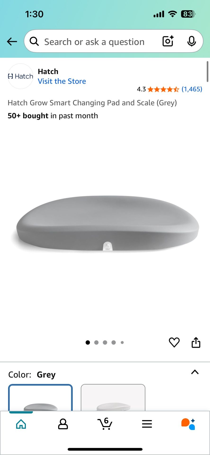 Hatch Grow Smart Changing Pad and Scale (Grey