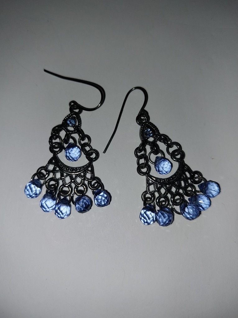 Small Blue Dangle Earrings