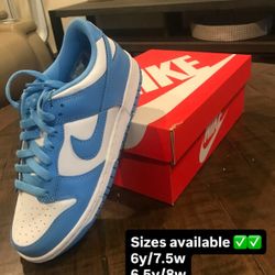 Nike Dunk Low UNC GS Sizes 6y, & 6.5y