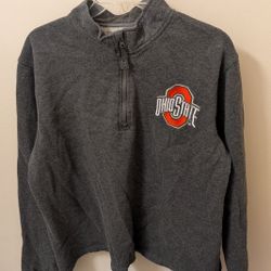 Varsity Apparel Ohio State Pullover Sweatshirt 1/4 Zip Womens Sz Medium Gray