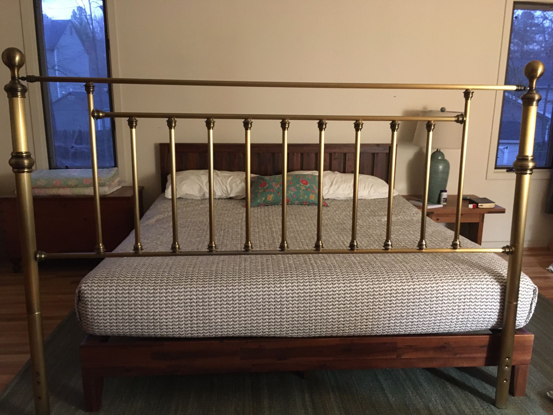 King size Brass bed and headboard