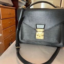Louis Vuitton Black Epi Monceau Authentic Vintage Handbag with 2 S Keys