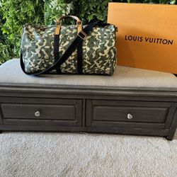Takashi Murakami X Louis Vuitton Monogramouflage Keepall Bandouliere 55