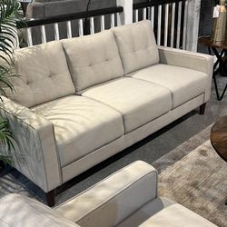 🎀Bowen Beige 2-Piece Upholstered Track Arm Tufted Sofa Set$10 Down Payment Financing and delivery Available 