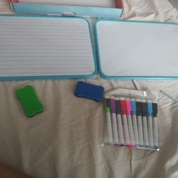 New! 2pk Double Side 8.5*11 Whiteboards With Markers