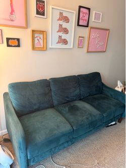 Emerald Green Velvet 3-Seat Sofa